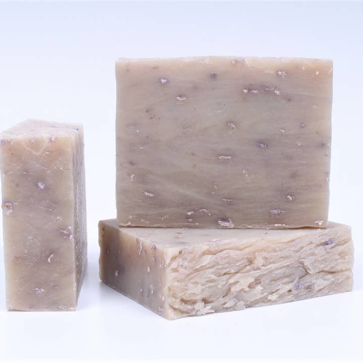 Image of three natural homemade soaps.